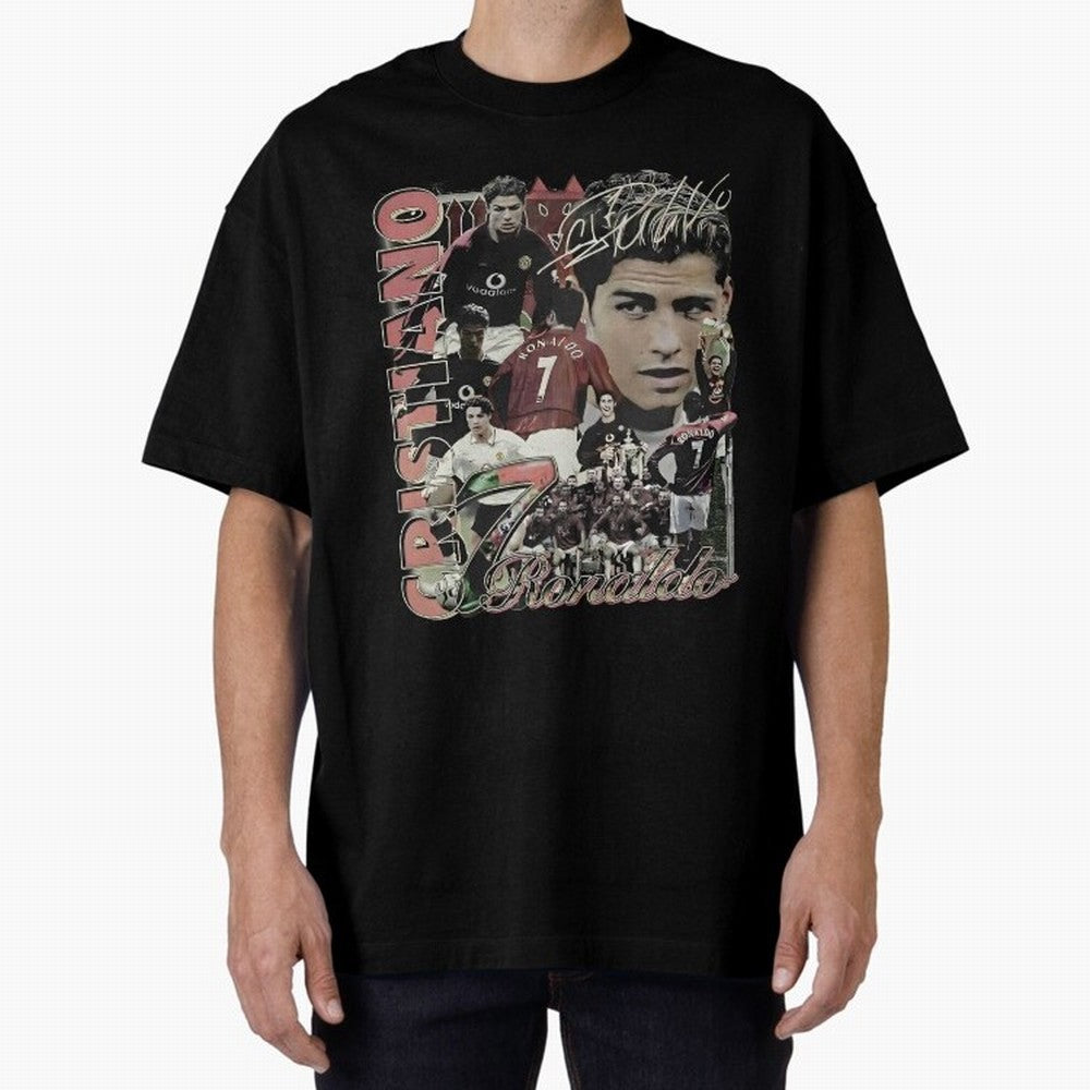 Limited Cristiano Ronaldo CR7 Vintage Oversized T-Shirt Feel the Trophy Chase of Global Football Passion for FIFA World Cup 2026, Centered on Messi, Neymar and Mbappe, Brazil, Portugal and Argentina, Football Festival Excitement, Trophy Ambitions,