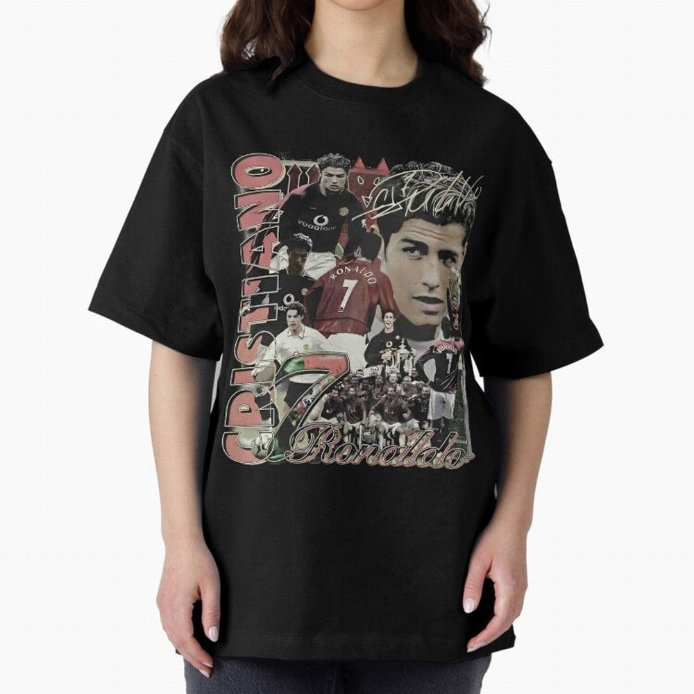 Limited Cristiano Ronaldo CR7 Vintage Oversized T-Shirt Feel the Trophy Chase of Global Football Passion for FIFA World Cup 2026, Centered on Messi, Neymar and Mbappe, Brazil, Portugal and Argentina, Football Festival Excitement, Trophy Ambitions,