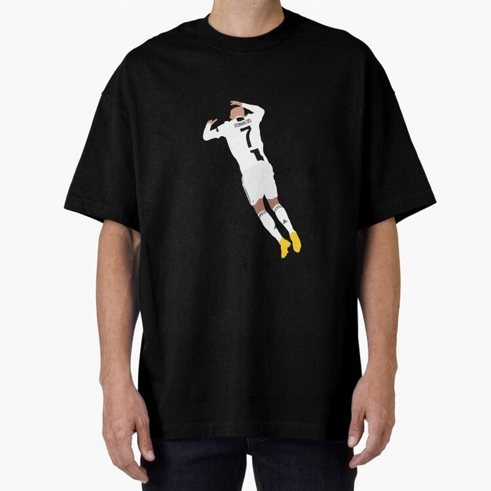 cristiano ronaldo goal celebration Oversized T-Shirt Showcase the FIFA World Cup 2026 Group Stage Journey through Haaland and Mbappe Highlights, France and Portugal Pride, Champion Mindset, Group Stage Buzz, Knockout Tension and Passionate Fan