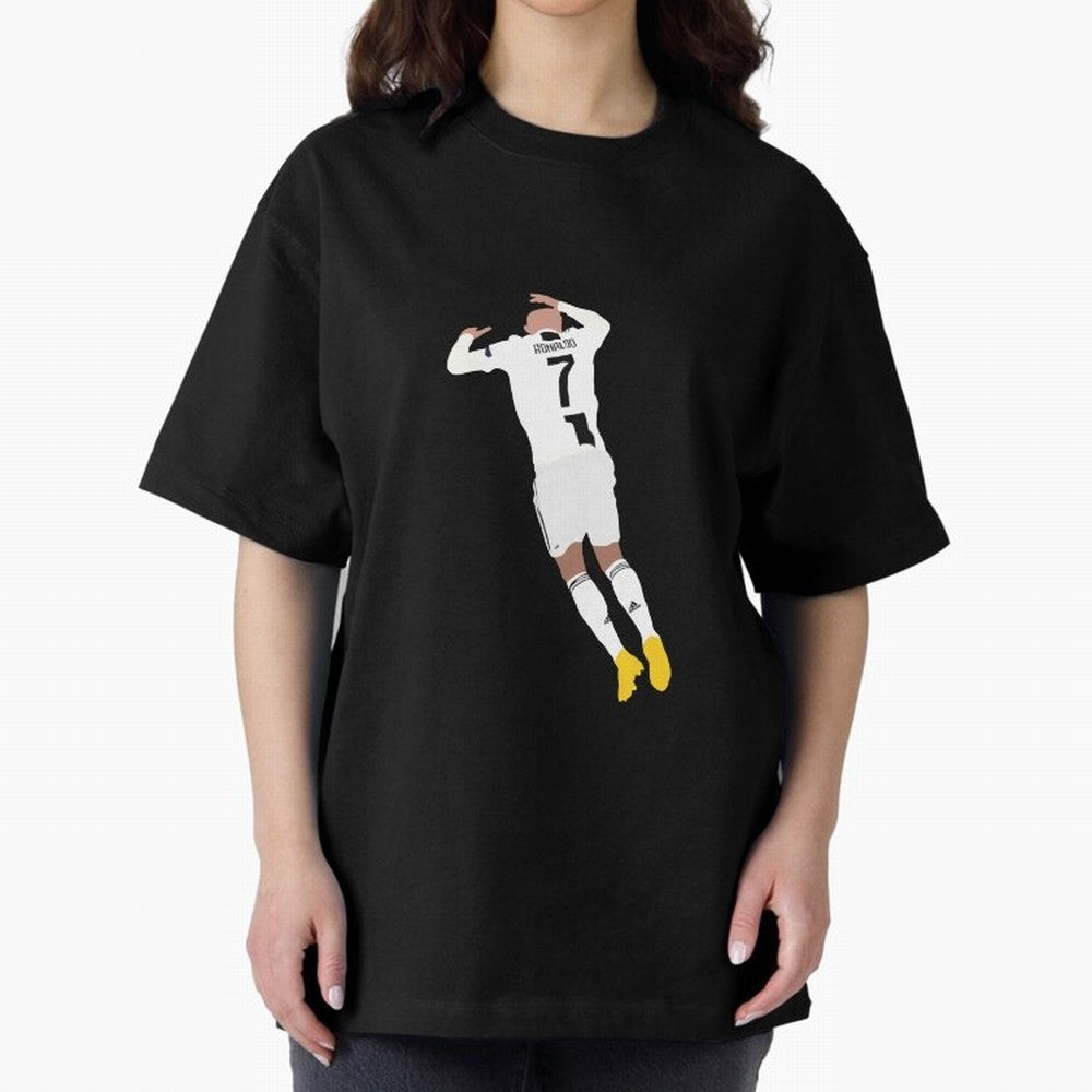 cristiano ronaldo goal celebration Oversized T-Shirt Showcase the FIFA World Cup 2026 Group Stage Journey through Haaland and Mbappe Highlights, France and Portugal Pride, Champion Mindset, Group Stage Buzz, Knockout Tension and Passionate Fan