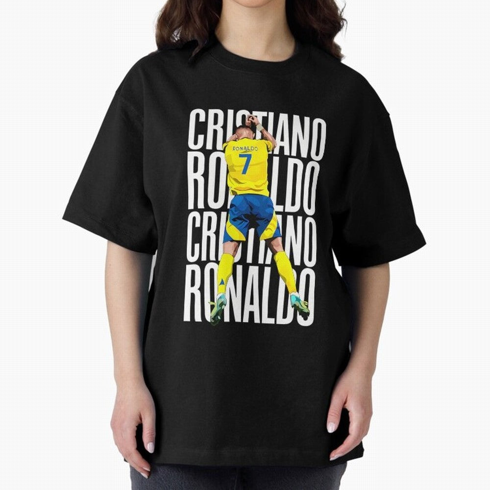 Cristiano Ronaldo Siuuuu Celebration Oversized T-Shirt Spotlight FIFA World Cup 2026 USA Canada Mexico Inspired by Cristiano Ronaldo, Haaland and CR7, Spain Energy, Fan Favorite Moments, National Team Passion, Big Match Drama and Soccer History;