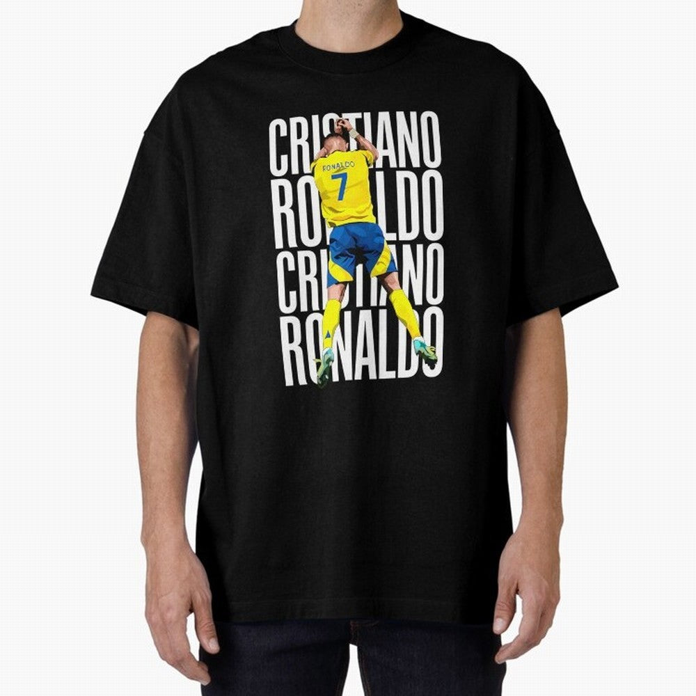 Cristiano Ronaldo Siuuuu Celebration Oversized T-Shirt Spotlight FIFA World Cup 2026 USA Canada Mexico Inspired by Cristiano Ronaldo, Haaland and CR7, Spain Energy, Fan Favorite Moments, National Team Passion, Big Match Drama and Soccer History;