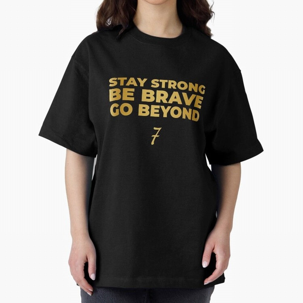 Stay Strong, Be Brave, Go Beyond (Gold Edition) Oversized T-Shirt Discover FIFA World Cup 2026 USA Canada Mexico for Fans of Neymar and France and Portugal, Bringing Sports Nostalgia, International Competition, Famous Players and Unforgettable