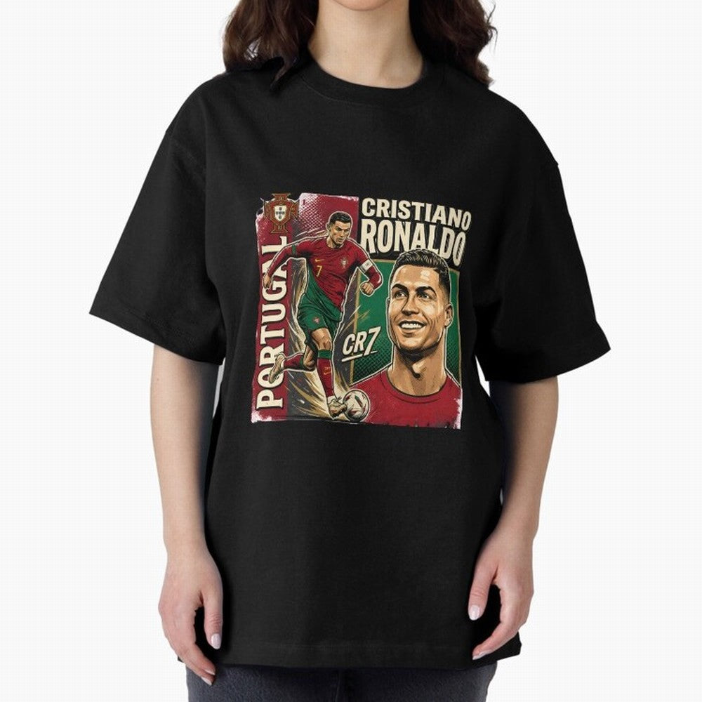 Ronaldo Portugal Vintage Oversized T-Shirt Make Memories around FIFA World Cup 2026 USA Canada Mexico Centered on Haaland and Mbappe, England Energy, Football Festival Excitement, Trophy Ambitions, Country Rivalries and Star Player Buzz; Perfect