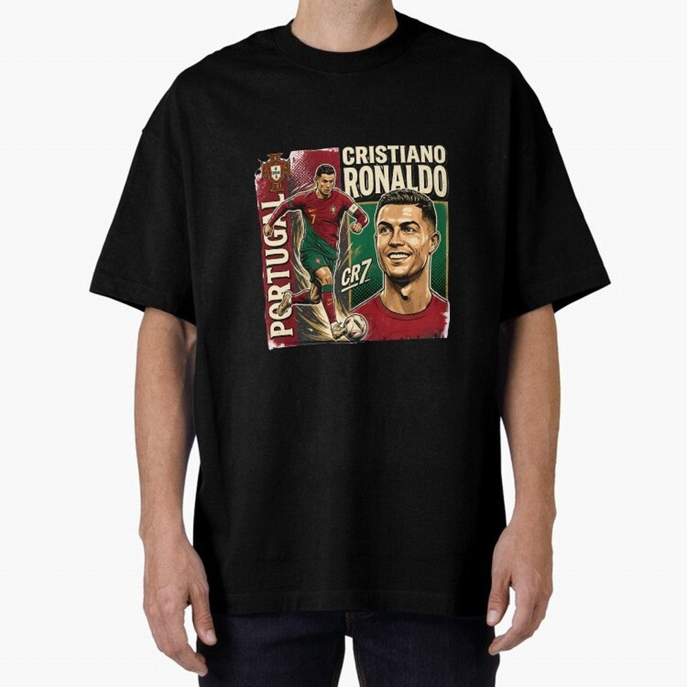 Ronaldo Portugal Vintage Oversized T-Shirt Make Memories around FIFA World Cup 2026 USA Canada Mexico Centered on Haaland and Mbappe, England Energy, Football Festival Excitement, Trophy Ambitions, Country Rivalries and Star Player Buzz; Perfect