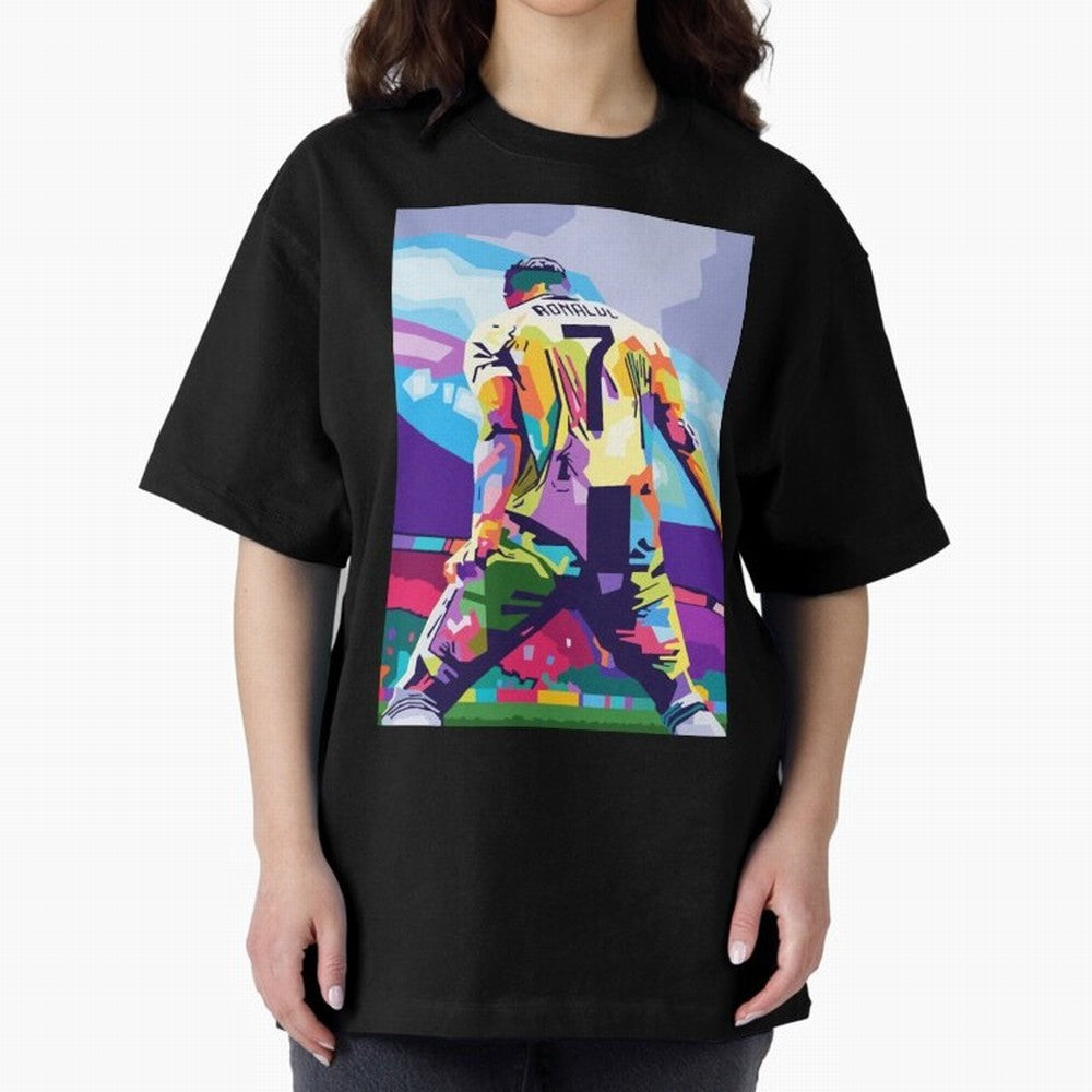 Cristiano Ronaldo Celebration Wpap Pop Art Oversized T-Shirt Turn Up for Global Football Passion for FIFA World Cup 2026 USA Canada Mexico, Made for Neymar, Haaland and Cristiano Ronaldo, Argentina, Worldwide Fan Energy, Dramatic Goals, Stadium