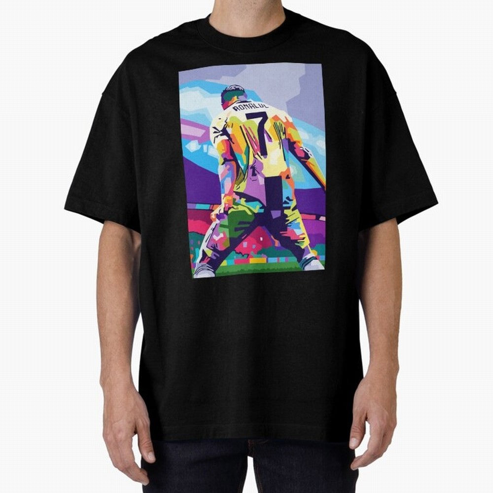 Cristiano Ronaldo Celebration Wpap Pop Art Oversized T-Shirt Turn Up for Global Football Passion for FIFA World Cup 2026 USA Canada Mexico, Made for Neymar, Haaland and Cristiano Ronaldo, Argentina, Worldwide Fan Energy, Dramatic Goals, Stadium