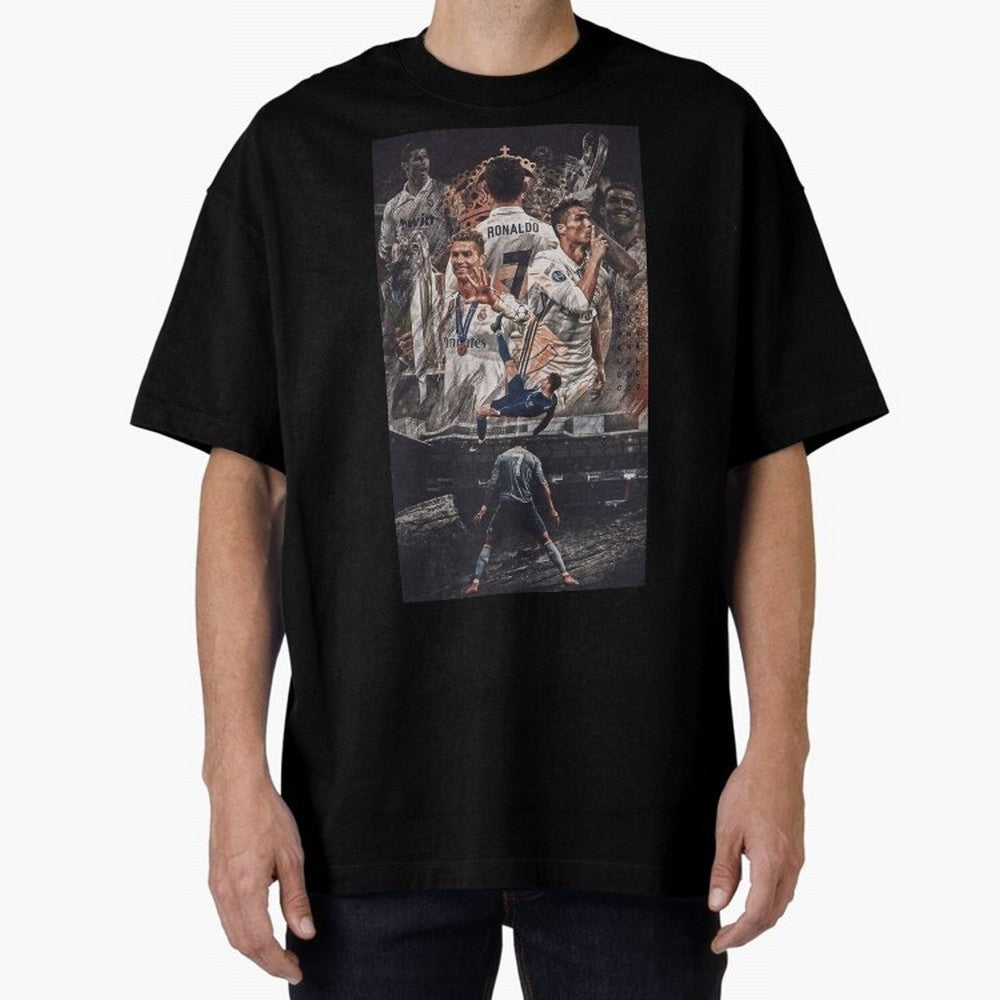 Cristiano Ronaldo Oversized T-Shirt Feel the Trophy Chase of Global Football Passion for FIFA World Cup 2026 Group Stage, with CR7 and Messi, England and Germany, Football Passion, Legendary Performances, Festival Vibes and Supporter Community;