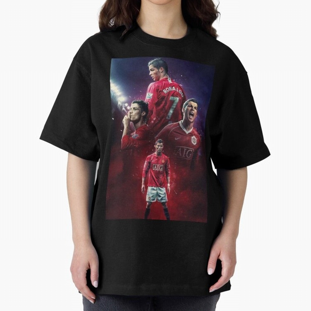CR7 Art Wallpaper Ronaldo Posters Oversized T-Shirt Upgrade Global Football Passion for FIFA World Cup 2026, Inspired by Haaland and Mbappe, Spain and Netherlands, Match Day Excitement, Supporter Culture, Golden Goals and Global Football Passion;