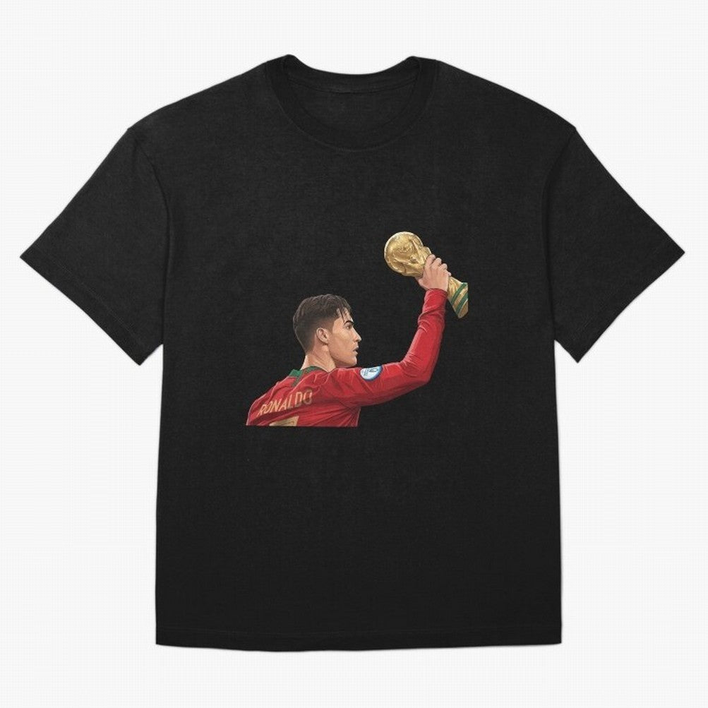 Cristiano Ronaldo Oversized T-Shirt Celebrate Fan Favorites in Match Day Hype around FIFA World Cup 2026, Messi, CR7 and Mbappe, Portugal, Spain and Germany, Worldwide Fan Energy, Dramatic Goals, Stadium Lights and Championship Celebrations;