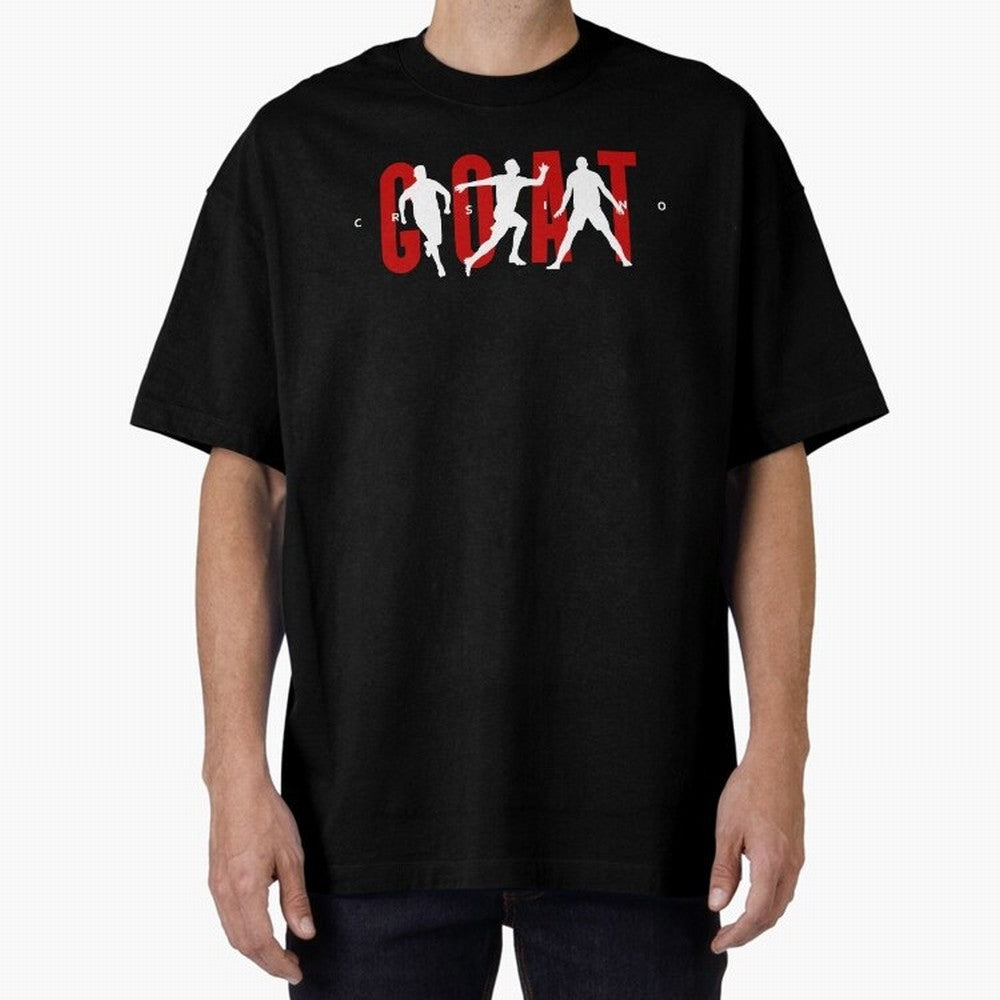 Cristiano Ronaldo Goat Oversized T-Shirt Celebrate the Magic of FIFA World Cup 2026 for Fans of Cristiano Ronaldo and Argentina and Brazil, Bringing Fan Favorite Moments, National Team Passion, Big Match Drama and Soccer History; Great for Watch
