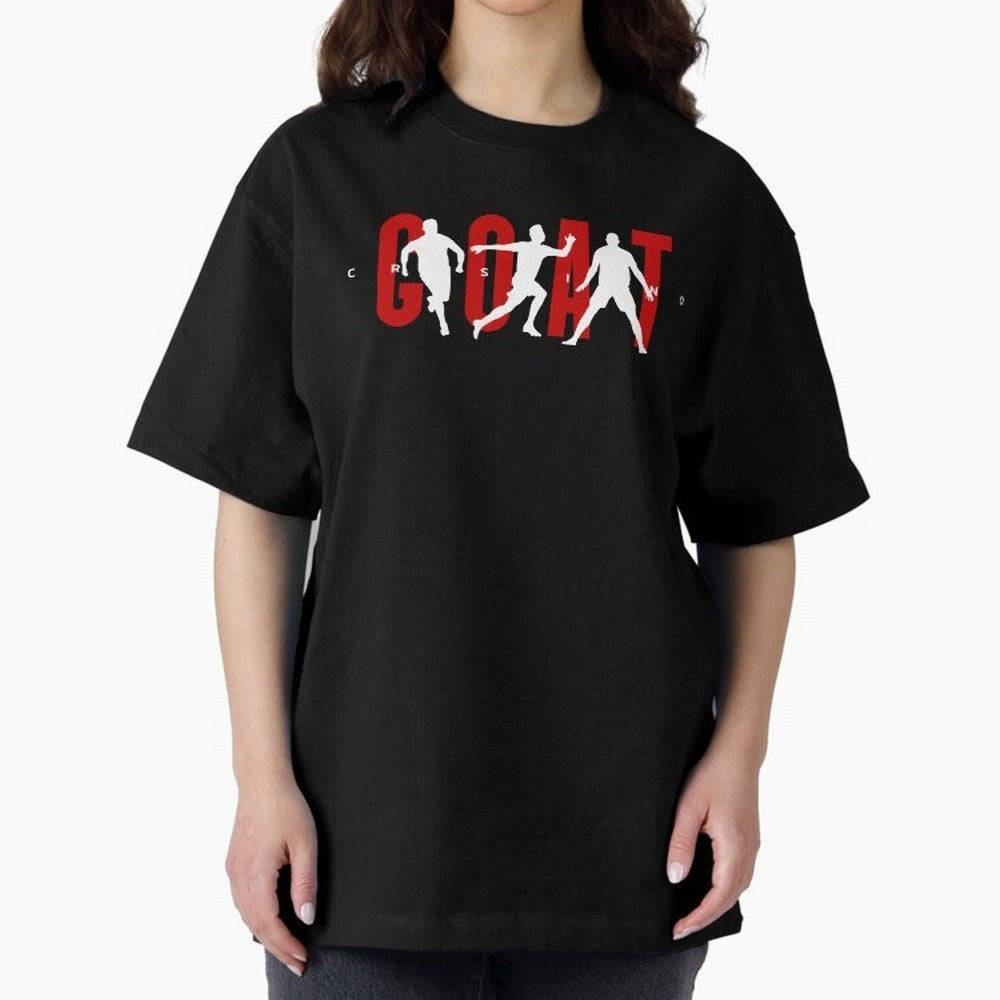 Cristiano Ronaldo Goat Oversized T-Shirt Celebrate the Magic of FIFA World Cup 2026 for Fans of Cristiano Ronaldo and Argentina and Brazil, Bringing Fan Favorite Moments, National Team Passion, Big Match Drama and Soccer History; Great for Watch