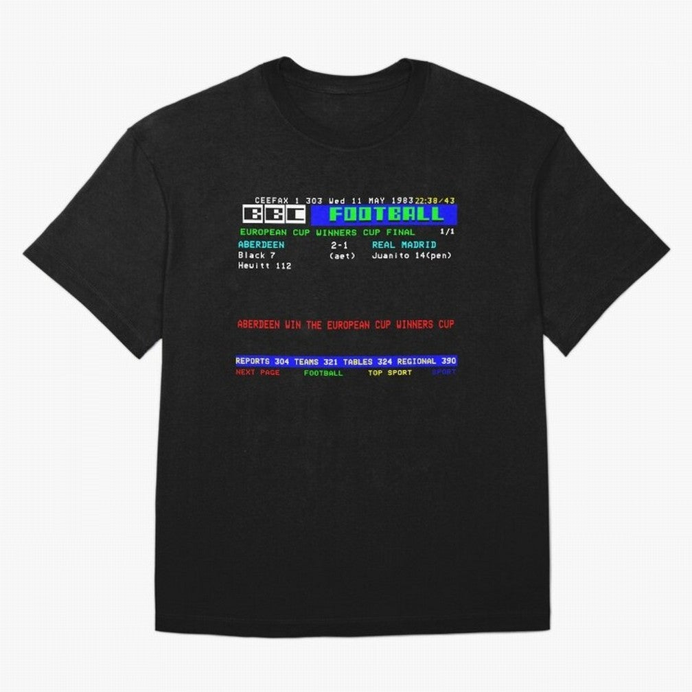 Aberdeen Cup Winners Cup Final 1983 CEEFAX Oversized T-Shirt Fuel Your Fan Pride for Global Football Passion for FIFA World Cup 2026, with Messi and Cristiano Ronaldo, England and Germany, Supporter Pride, Iconic Celebrations, Legendary Names and