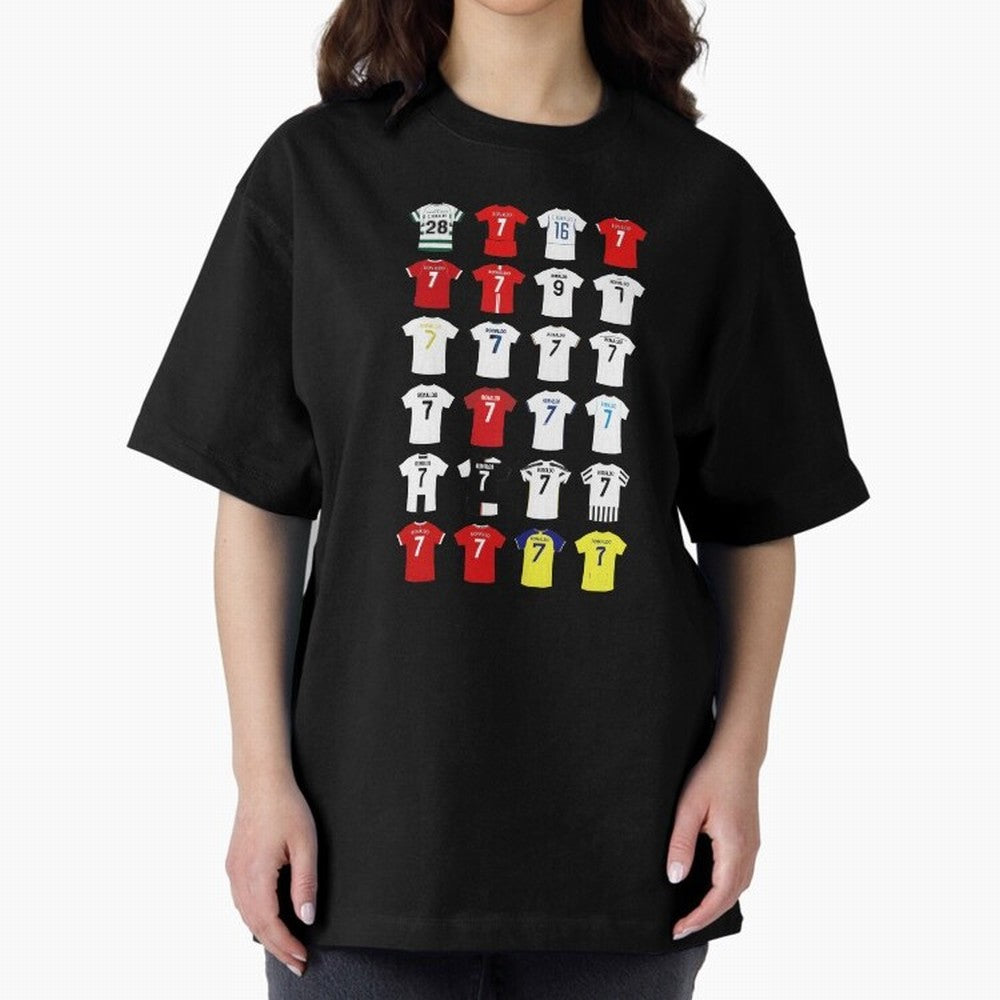 Cristiano Ronaldo Football Shirt Oversized T-Shirt Turn Up for FIFA World Cup 2026 Spirit, Centered on Argentina, Cristiano Ronaldo, Vintage Soccer Flavor, Modern Football Stars, National Flags and Final Night Emotion; Created for Match Day