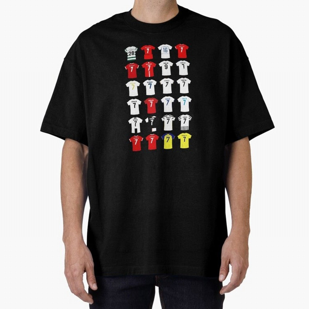 Cristiano Ronaldo Football Shirt Oversized T-Shirt Turn Up for FIFA World Cup 2026 Spirit, Centered on Argentina, Cristiano Ronaldo, Vintage Soccer Flavor, Modern Football Stars, National Flags and Final Night Emotion; Created for Match Day