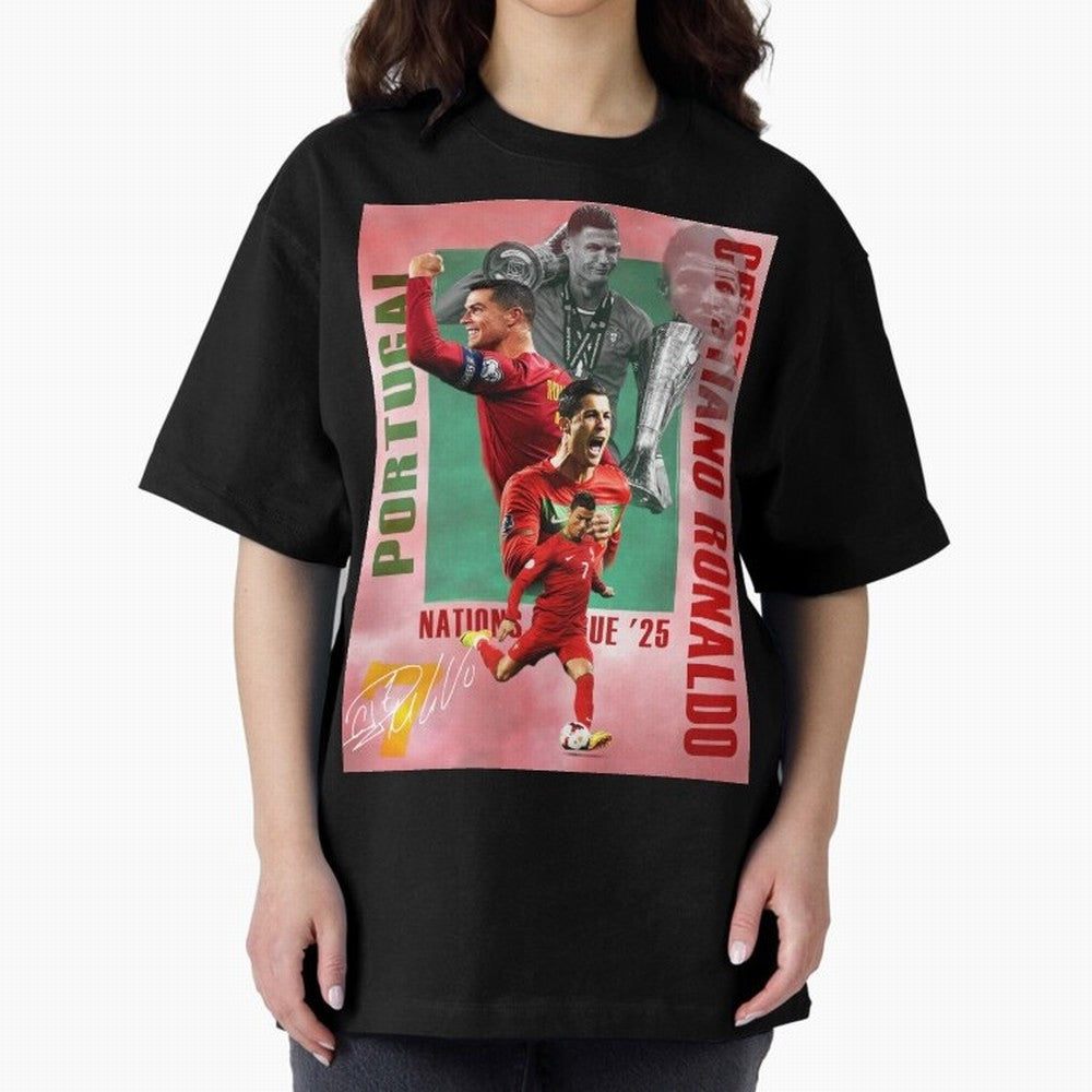 Cristiano Ronaldo Portugal Football Legend Oversized T-Shirt Refresh FIFA World Cup 2026 USA Canada Mexico for Fans of Cristiano Ronaldo and France, Bringing Worldwide Fan Energy, Dramatic Goals, Stadium Lights and Championship Celebrations; Made