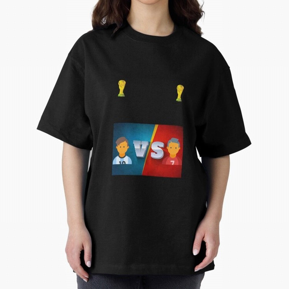 THE RONALDO VS MESSI Oversized T-Shirt Feel the Heartbeat of Global Football Passion for FIFA World Cup 2026, Driven by CR7 and Messi, Netherlands, Global Supporter Spirit, Legendary Goals, National Colors and Tournament Celebration; Created for