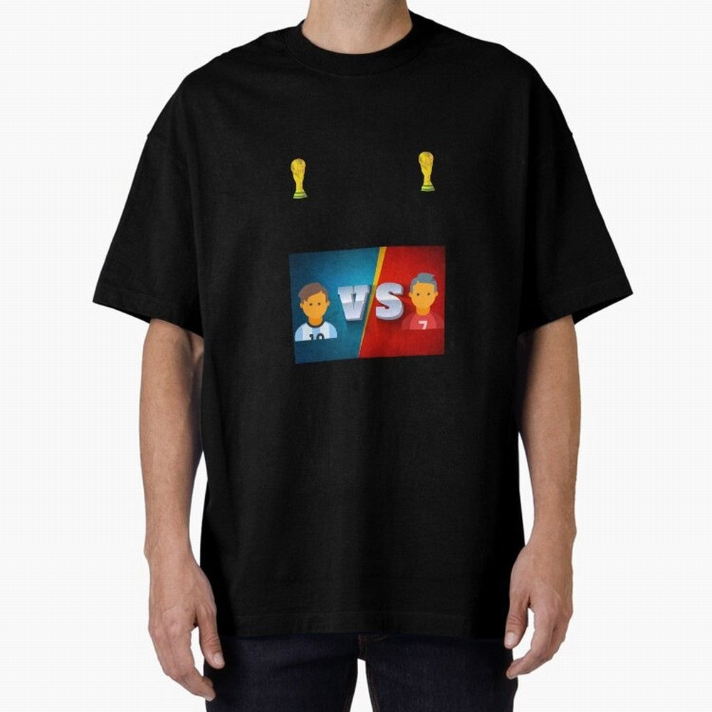 THE RONALDO VS MESSI Oversized T-Shirt Feel the Heartbeat of Global Football Passion for FIFA World Cup 2026, Driven by CR7 and Messi, Netherlands, Global Supporter Spirit, Legendary Goals, National Colors and Tournament Celebration; Created for