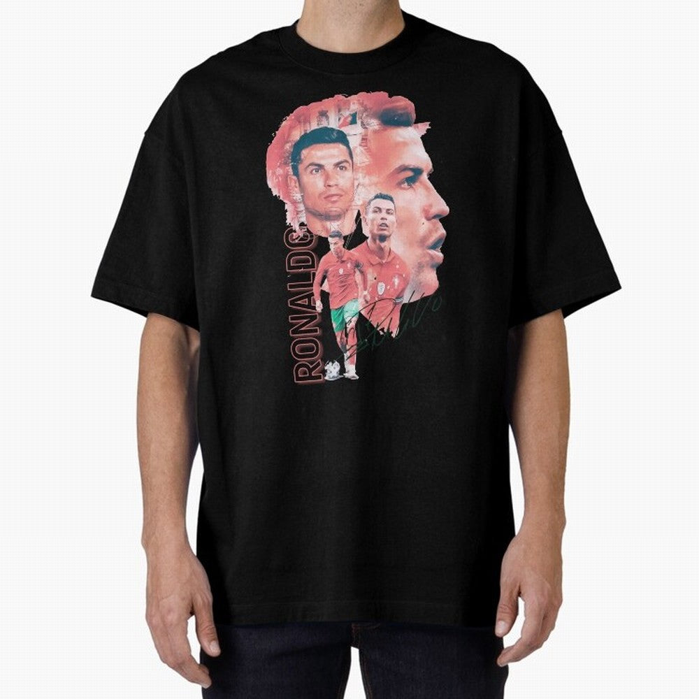 Cristiano Ronaldo Design Oversized T-Shirt Share the Excitement of Match Day Hype around FIFA World Cup 2026 USA Canada Mexico, Messi, Germany, Football Festival Excitement, Trophy Ambitions, Country Rivalries and Star Player Buzz; Perfect for