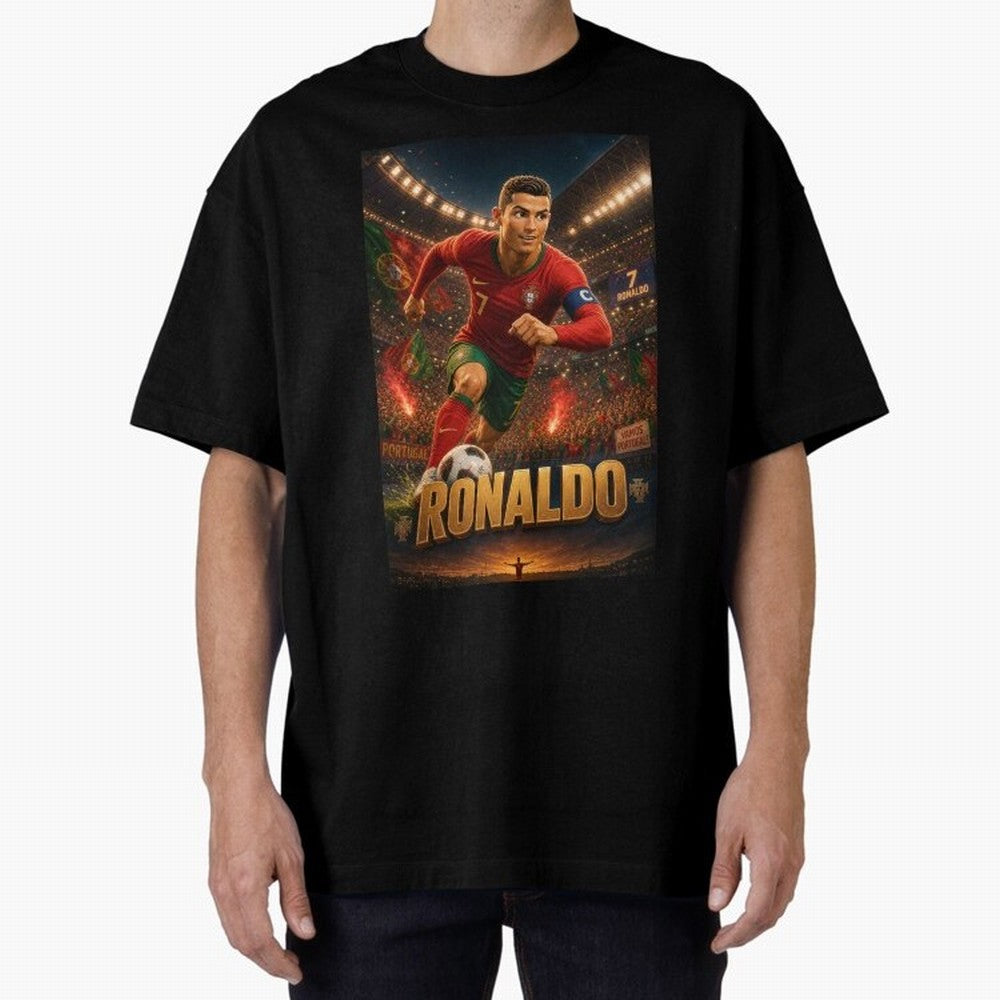 Ronaldo Oversized T-Shirt Enjoy the Biggest Football Party of the FIFA World Cup 2026 USA Canada Mexico Journey through Cristiano Ronaldo, Haaland and CR7 Highlights, Portugal, Spain and Germany Pride, Fan Favorite Moments, National Team Passion,