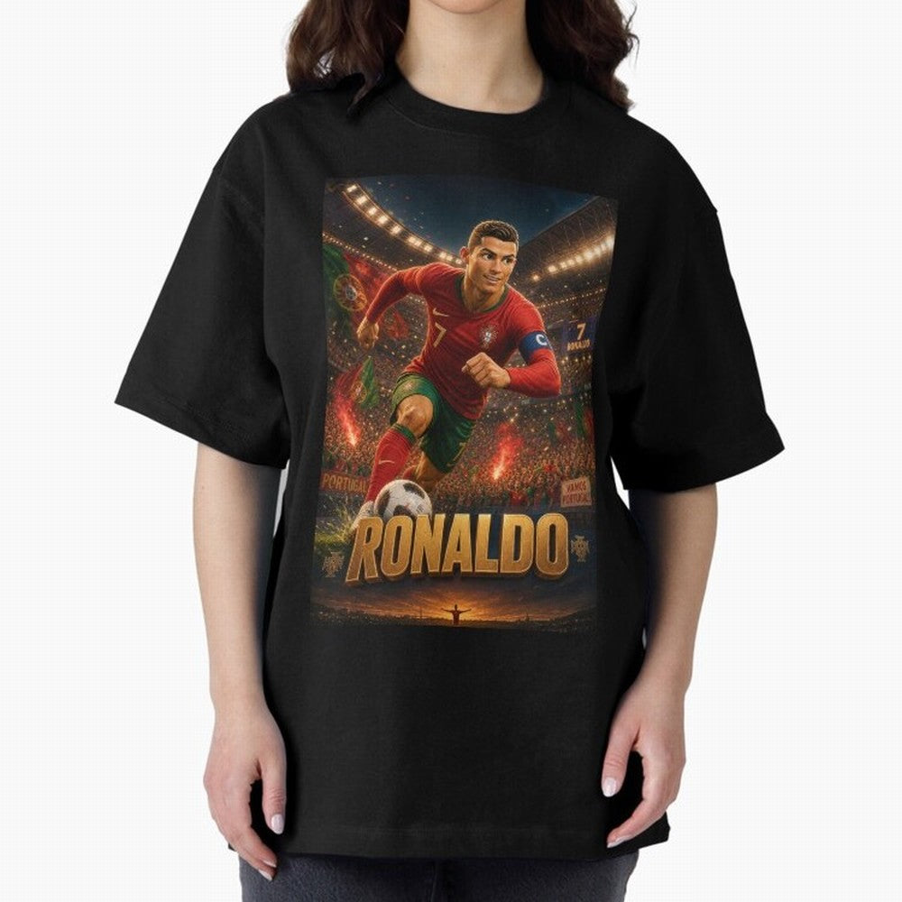 Ronaldo Oversized T-Shirt Enjoy the Biggest Football Party of the FIFA World Cup 2026 USA Canada Mexico Journey through Cristiano Ronaldo, Haaland and CR7 Highlights, Portugal, Spain and Germany Pride, Fan Favorite Moments, National Team Passion,