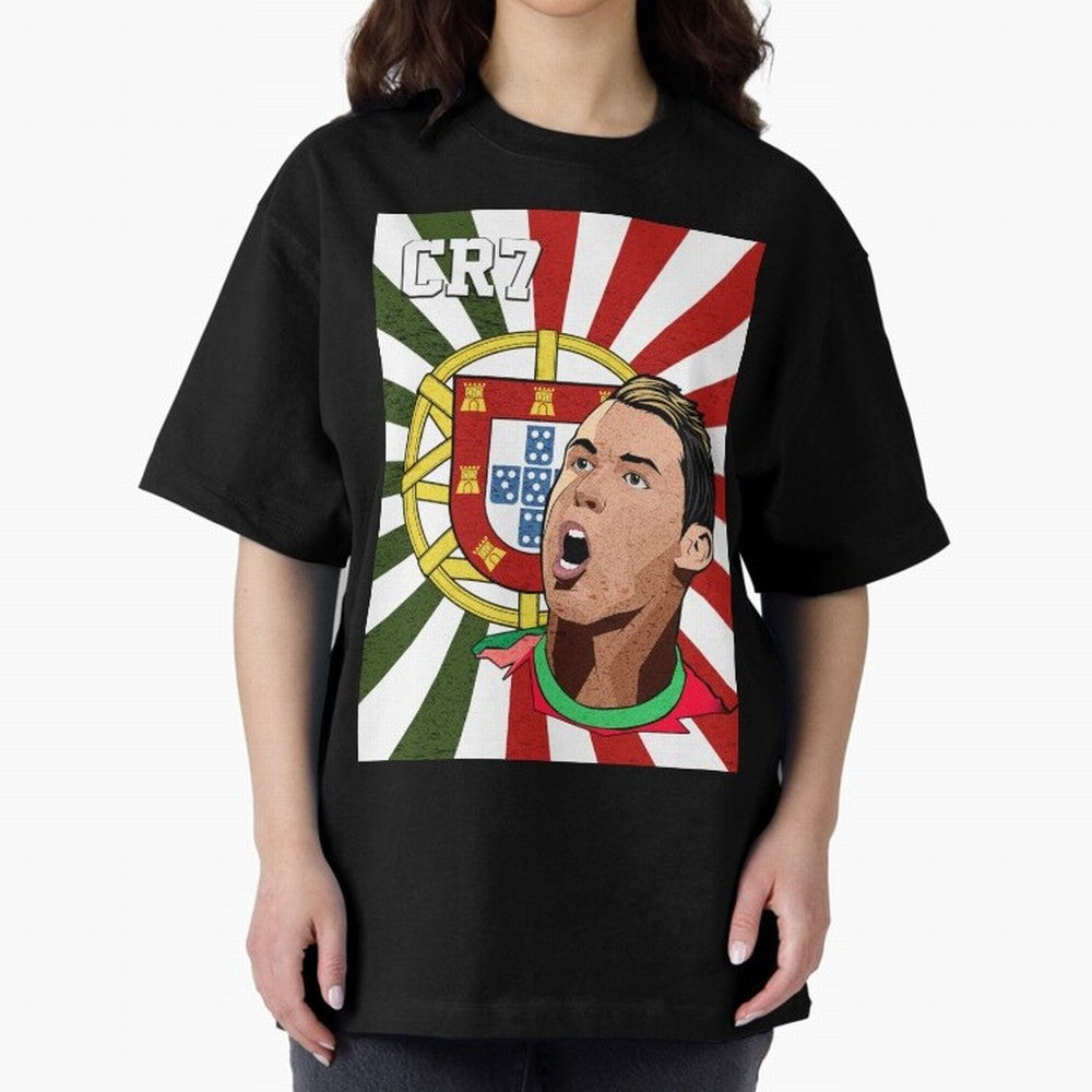 Cristiano Ronaldo 7 Oversized T-Shirt Create Global Football Passion for FIFA World Cup 2026 USA Canada Mexico, Celebrating Haaland, France, Supporter Pride, Iconic Celebrations, Legendary Names and Global Match Day Energy; Great for Watch Parties,