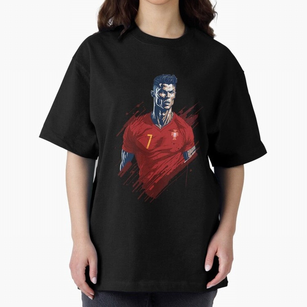 Cristiano Ronaldo splash art Oversized T-Shirt Bring a Champion Mindset to FIFA World Cup 2026 for Fans of Cristiano Ronaldo, Haaland and CR7 and Spain and Netherlands, Bringing Sports Nostalgia, International Competition, Famous Players and