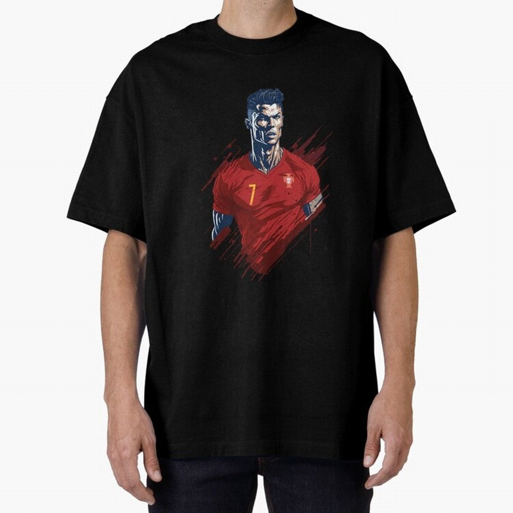 Cristiano Ronaldo splash art Oversized T-Shirt Bring a Champion Mindset to FIFA World Cup 2026 for Fans of Cristiano Ronaldo, Haaland and CR7 and Spain and Netherlands, Bringing Sports Nostalgia, International Competition, Famous Players and