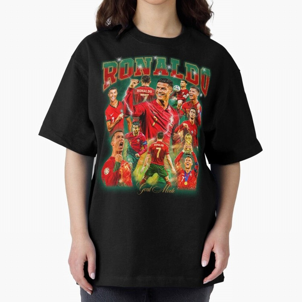 Ronaldo Vintage Bootleg Design Oversized T-Shirt Celebrate Football Dreams Across FIFA World Cup 2026 Built around Cristiano Ronaldo, Haaland and CR7, Brazil Energy, Vintage Soccer Flavor, Modern Football Stars, National Flags and Final Night