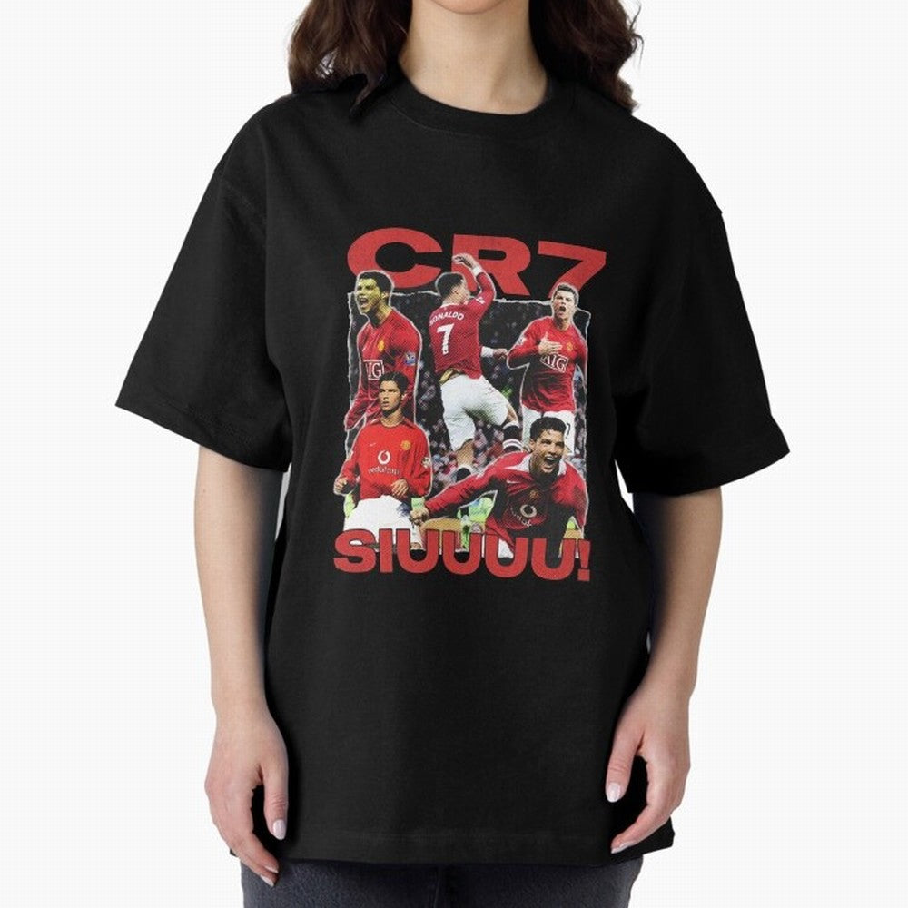 Retro Cristiano Ronaldo Manchester United Oversized T-Shirt Show Your Love for Match Day Hype around FIFA World Cup 2026 Group Stage, Haaland, Brazil, Portugal and Argentina, Championship Spirit, Famous Goals, Roaring Crowds and International