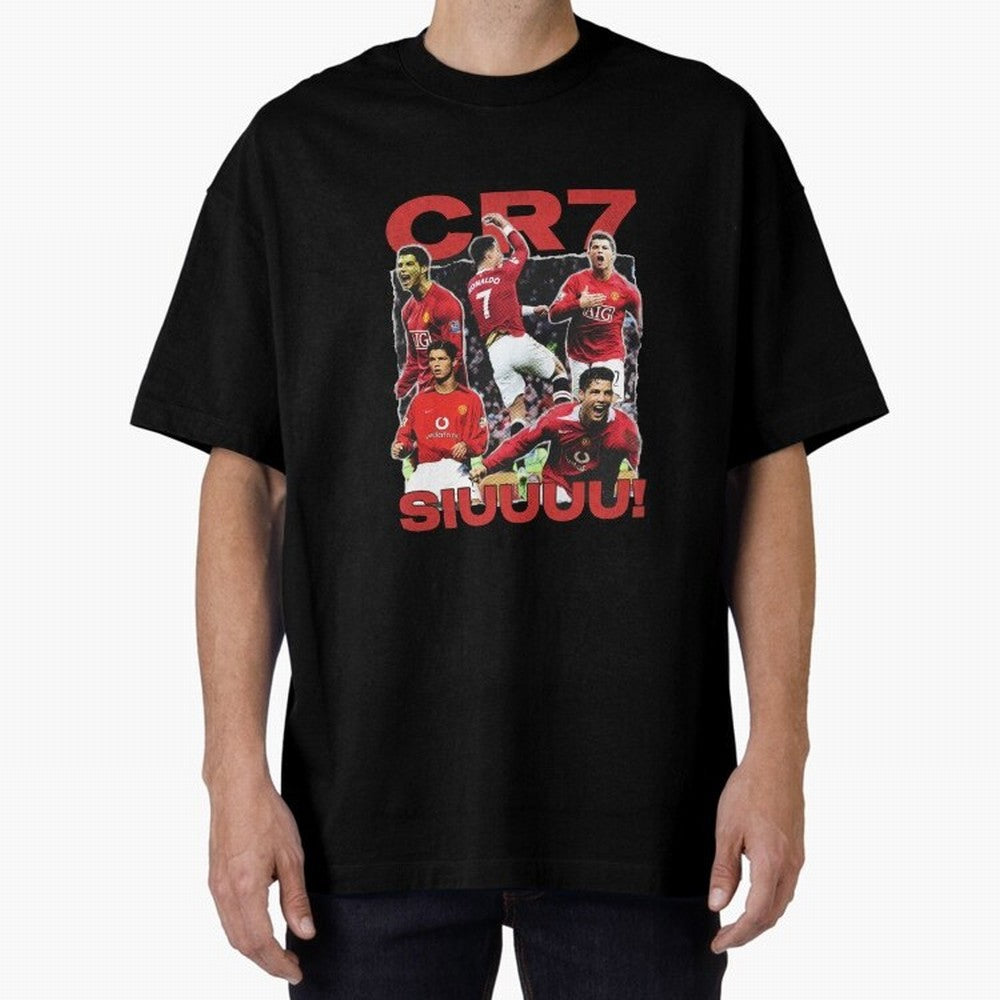 Retro Cristiano Ronaldo Manchester United Oversized T-Shirt Show Your Love for Match Day Hype around FIFA World Cup 2026 Group Stage, Haaland, Brazil, Portugal and Argentina, Championship Spirit, Famous Goals, Roaring Crowds and International