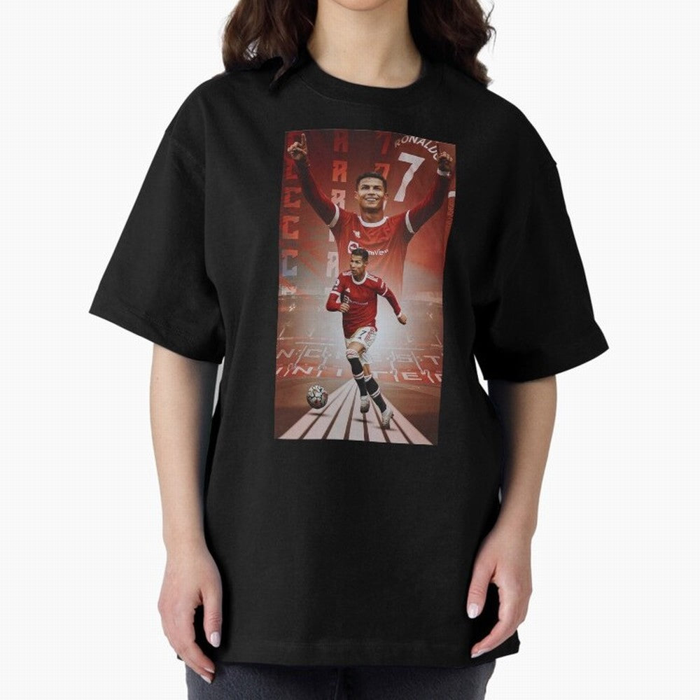 Cristiano Ronaldo Manchester Home 202122 , Ronaldo Gifts, Ronaldo Best Selling , Ronaldo Top Items Oversized T-Shirt Celebrate Fan Favorites in FIFA World Cup 2026 USA Canada Mexico for Fans of CR7 and Messi and France, Bringing Goal Celebration