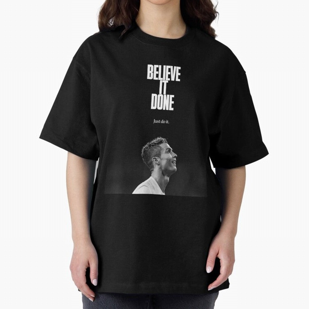 CRISTIANO RONALDO BELIVE IT DONE Oversized T-Shirt Represent the Passion of FIFA World Cup 2026 USA Canada Mexico for Fans of Messi, CR7 and Mbappe and England, France and Netherlands, Bringing Global Supporter Spirit, Legendary Goals, National