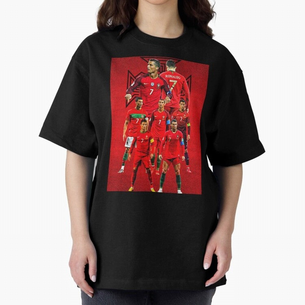 ronaldo Oversized T-Shirt Show Match Day Excitement for Global Football Passion for FIFA World Cup 2026, Highlighting Messi, Germany, Goal Celebration Energy, Supporter Heritage, Football Icons and Worldwide Tournament Joy; Perfect for People Who