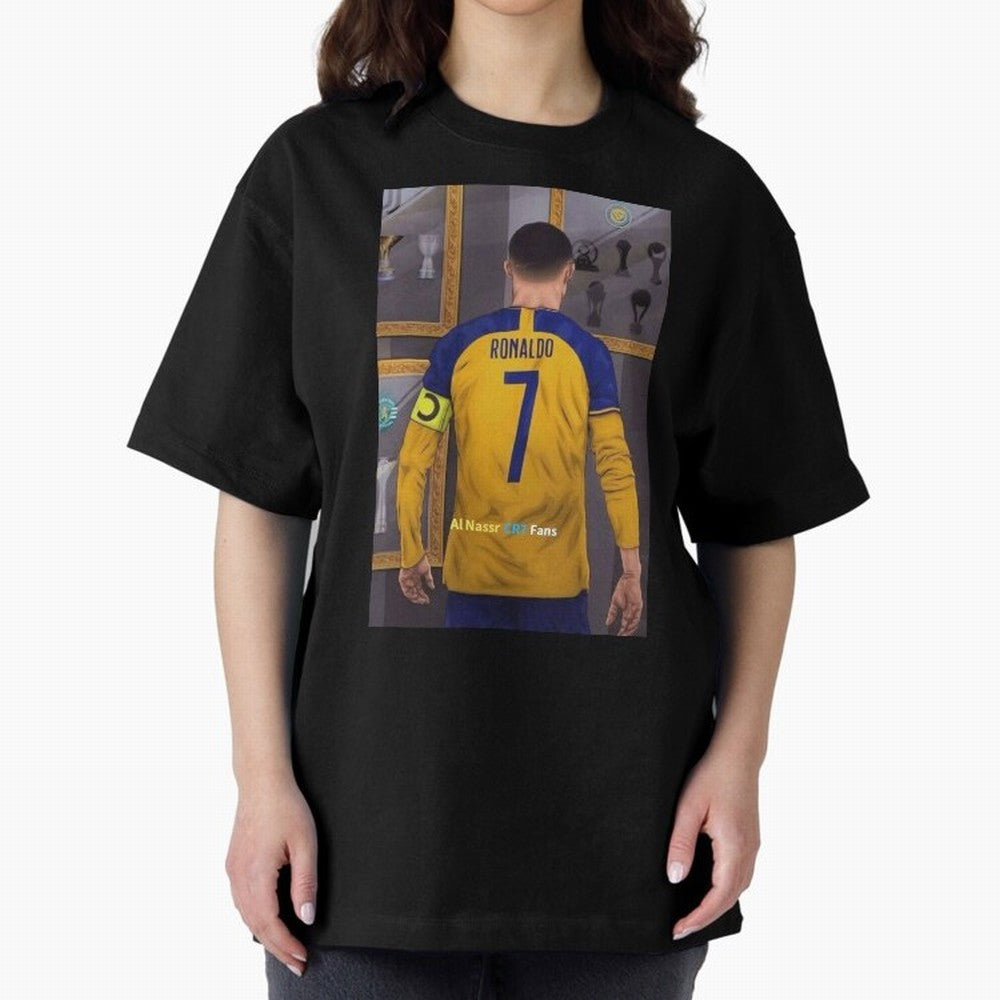 Al Nassr -Cristiano Ronaldo CR7 2023 Oversized T-Shirt Turn Up for Match Day Hype around FIFA World Cup 2026 USA Canada Mexico, Messi, Neymar and Mbappe, Spain, Sports Nostalgia, International Competition, Famous Players and Unforgettable