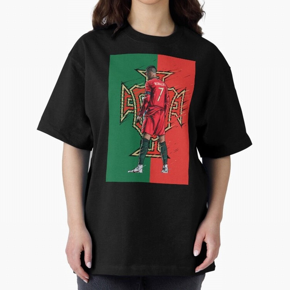 CR7 Portugal Oversized T-Shirt Build the FIFA World Cup 2026 USA Canada Mexico Journey through Messi, Neymar and Mbappe Highlights, England and Germany Pride, Game Day Rituals, Football Legends, Country Pride and the Road to the Final; Ideal for