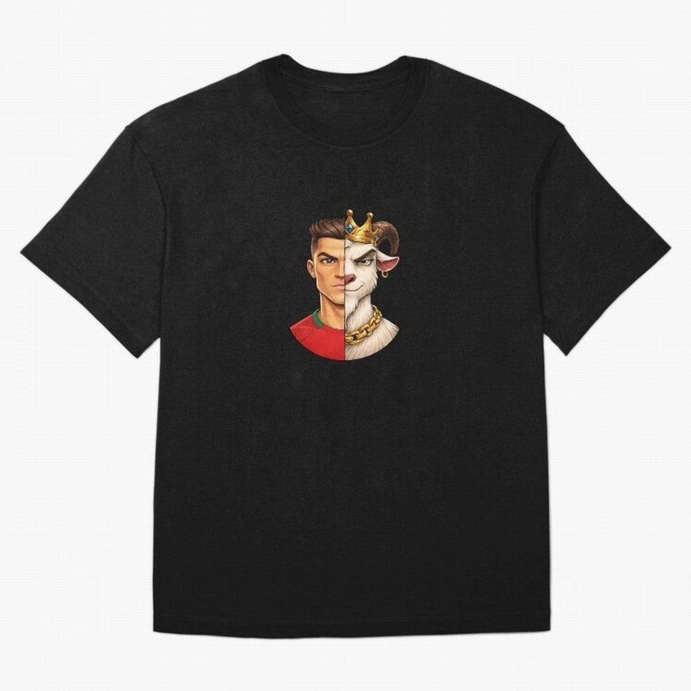 Half Man Half Goat - Cristiano Ronaldo Oversized T-Shirt Carry the Colors and Pride of the FIFA World Cup 2026 USA Canada Mexico Journey through Messi Highlights, England Pride, Match Day Excitement, Supporter Culture, Golden Goals and Global