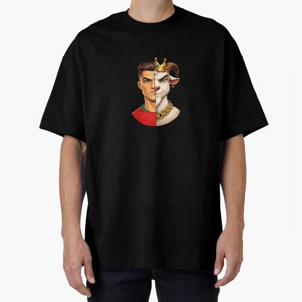 Half Man Half Goat - Cristiano Ronaldo Oversized T-Shirt Carry the Colors and Pride of the FIFA World Cup 2026 USA Canada Mexico Journey through Messi Highlights, England Pride, Match Day Excitement, Supporter Culture, Golden Goals and Global