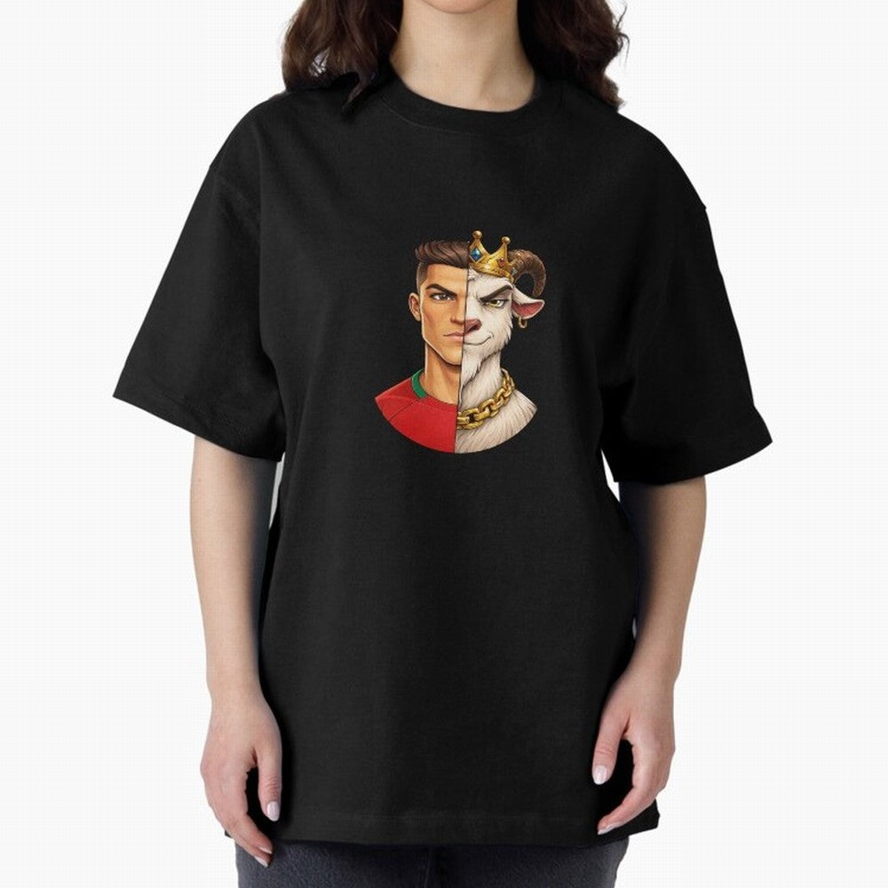 Half Man Half Goat - Cristiano Ronaldo Oversized T-Shirt Carry the Colors and Pride of the FIFA World Cup 2026 USA Canada Mexico Journey through Messi Highlights, England Pride, Match Day Excitement, Supporter Culture, Golden Goals and Global