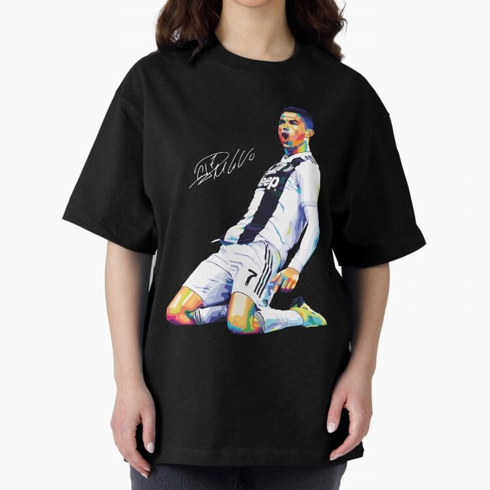 C Ronaldo Wpap Pop Art Oversized T-Shirt Share the Excitement of Match Day Hype around FIFA World Cup 2026, CR7, Portugal, Goal Celebration Energy, Supporter Heritage, Football Icons and Worldwide Tournament Joy; Ideal for Fans Who Follow Messi,