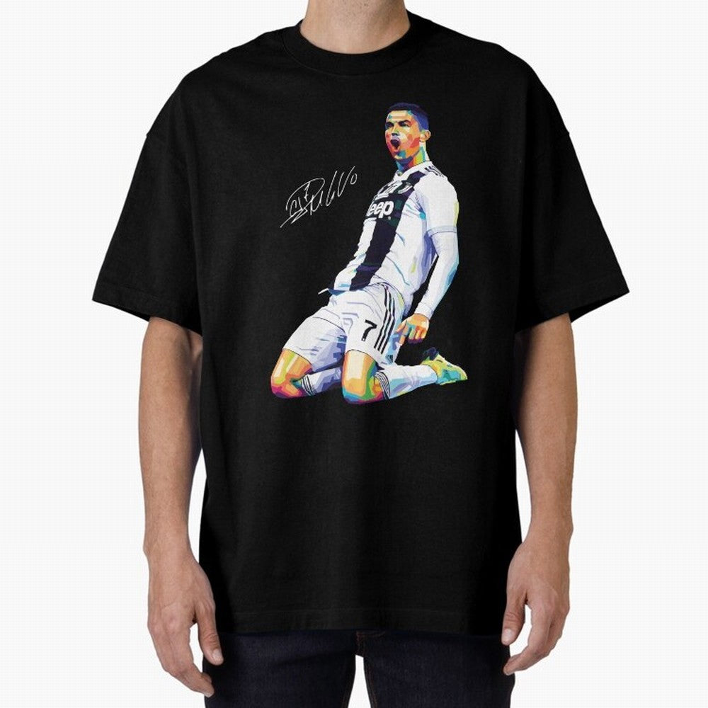 C Ronaldo Wpap Pop Art Oversized T-Shirt Share the Excitement of Match Day Hype around FIFA World Cup 2026, CR7, Portugal, Goal Celebration Energy, Supporter Heritage, Football Icons and Worldwide Tournament Joy; Ideal for Fans Who Follow Messi,