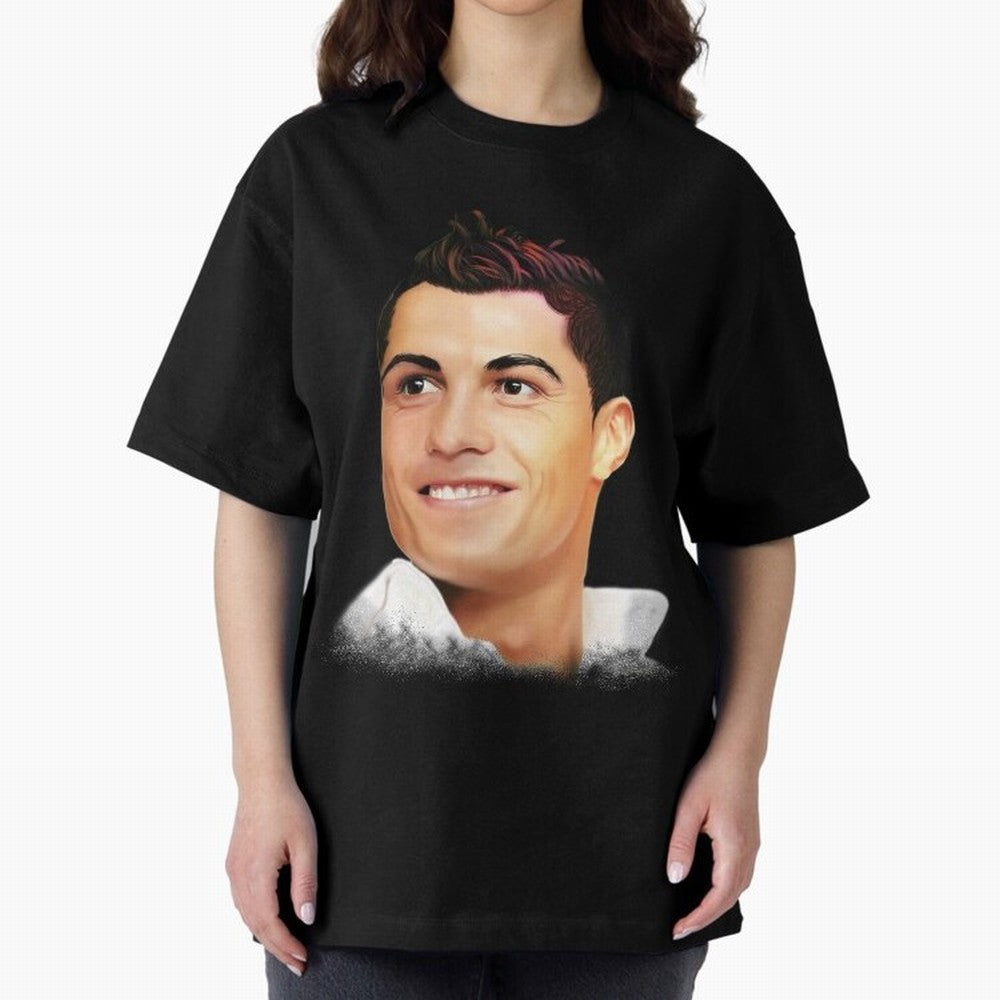 Cristiano Ronaldo CR7 | Digital Painting Oversized T-Shirt Fuel FIFA World Cup 2026 USA Canada Mexico for Fans of Messi and Spain and Netherlands, Bringing Sports Nostalgia, International Competition, Famous Players and Unforgettable Victories;