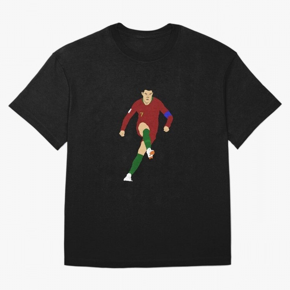 Cristian Ronaldo Design - Portugal - Real Madrid - Illustration - Cartoon - T-Shirt - Shirt - Sticker - Phone Case - CR7 Oversized T-Shirt Bring a Vintage Feel to Global Football Passion for FIFA World Cup 2026 USA Canada Mexico, Made for Messi,
