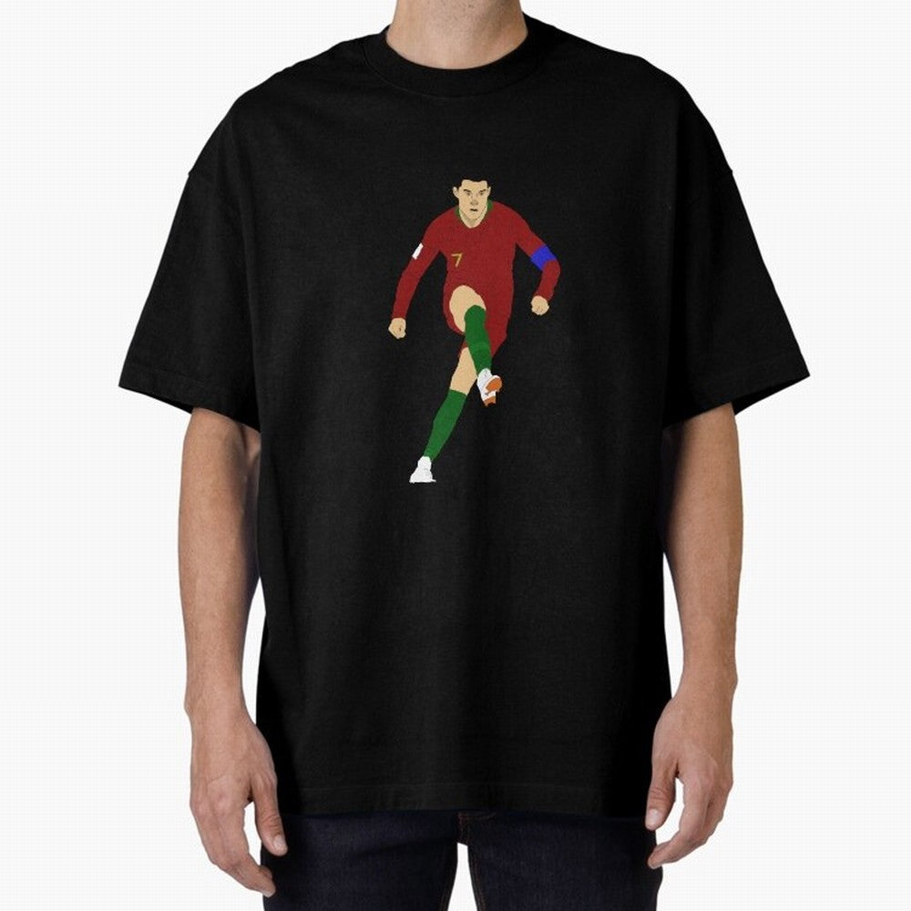 Cristian Ronaldo Design - Portugal - Real Madrid - Illustration - Cartoon - T-Shirt - Shirt - Sticker - Phone Case - CR7 Oversized T-Shirt Bring a Vintage Feel to Global Football Passion for FIFA World Cup 2026 USA Canada Mexico, Made for Messi,