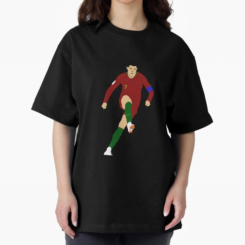 Cristian Ronaldo Design - Portugal - Real Madrid - Illustration - Cartoon - T-Shirt - Shirt - Sticker - Phone Case - CR7 Oversized T-Shirt Bring a Vintage Feel to Global Football Passion for FIFA World Cup 2026 USA Canada Mexico, Made for Messi,