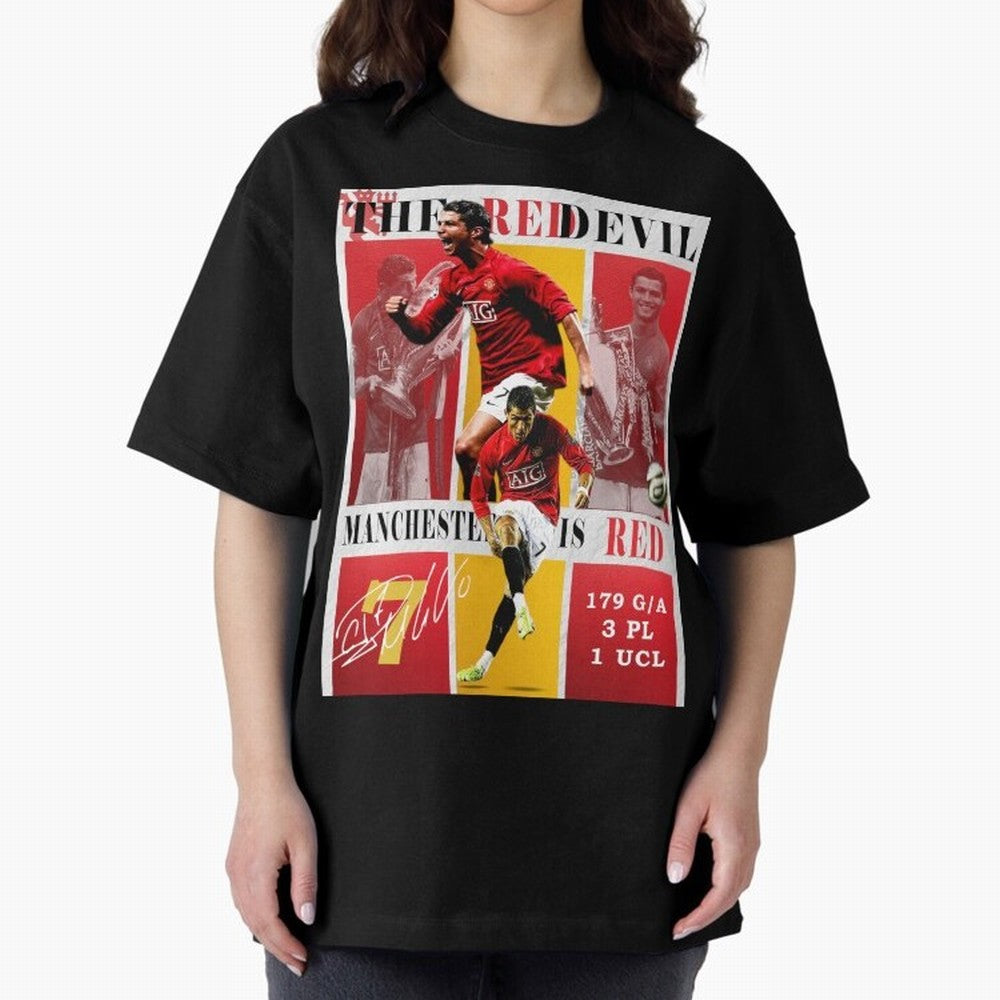 Cristiano Ronaldo 2008 Manchester United Poster Oversized T-Shirt Relive the Noise and Pride of Match Day Hype around FIFA World Cup 2026 USA Canada Mexico, Messi, Neymar and Mbappe, France and Portugal, Football Festival Excitement, Trophy
