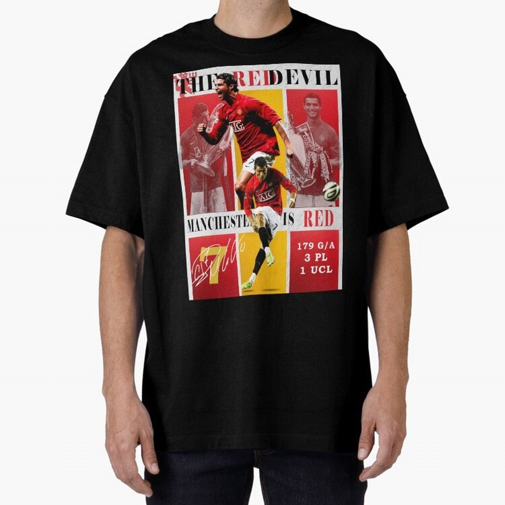 Cristiano Ronaldo 2008 Manchester United Poster Oversized T-Shirt Relive the Noise and Pride of Match Day Hype around FIFA World Cup 2026 USA Canada Mexico, Messi, Neymar and Mbappe, France and Portugal, Football Festival Excitement, Trophy