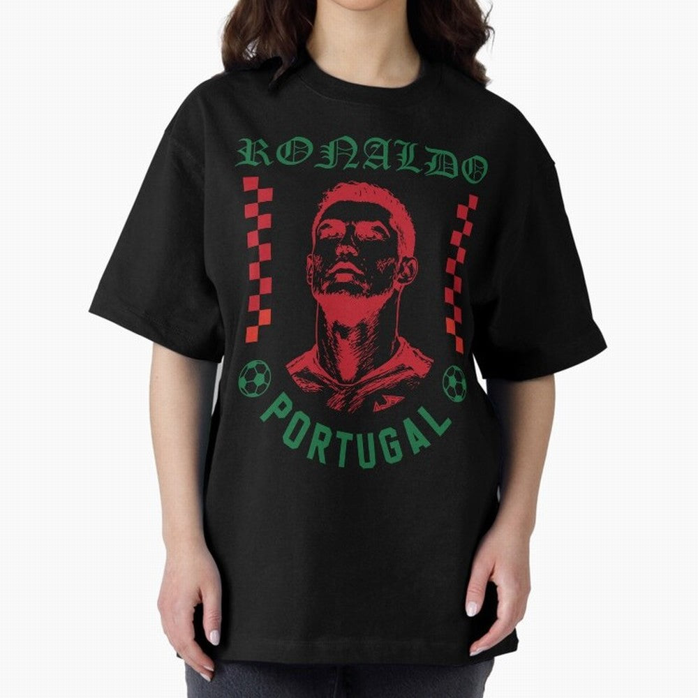 Cristiano Ronaldo Portugal Football Design World Cup Fan Art GOAT Soccer Oversized T-Shirt Live for the Drama of FIFA World Cup 2026 Group Stage Spirit, Inspired by France and Portugal, Messi, Neymar and Mbappe, Soccer Culture, Superstar Moments,