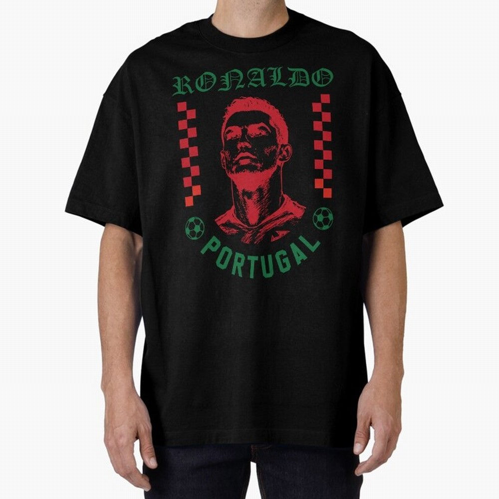 Cristiano Ronaldo Portugal Football Design World Cup Fan Art GOAT Soccer Oversized T-Shirt Live for the Drama of FIFA World Cup 2026 Group Stage Spirit, Inspired by France and Portugal, Messi, Neymar and Mbappe, Soccer Culture, Superstar Moments,