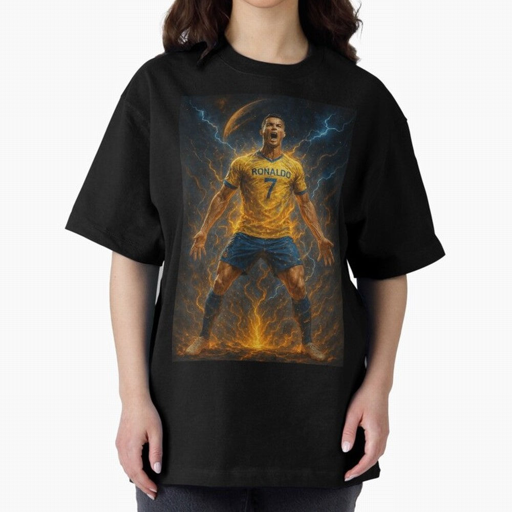 Cristiano Ronaldo Oversized T-Shirt Bring Global Tournament Vibes to the FIFA World Cup 2026 Journey through Neymar Highlights, France Pride, Championship Spirit, Famous Goals, Roaring Crowds and International Football Unity; Built for Supporters
